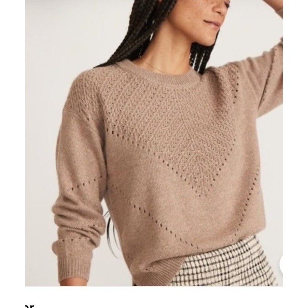 Marine Layer Women’s Olivia Crew Neck Sweater Light Brown XL